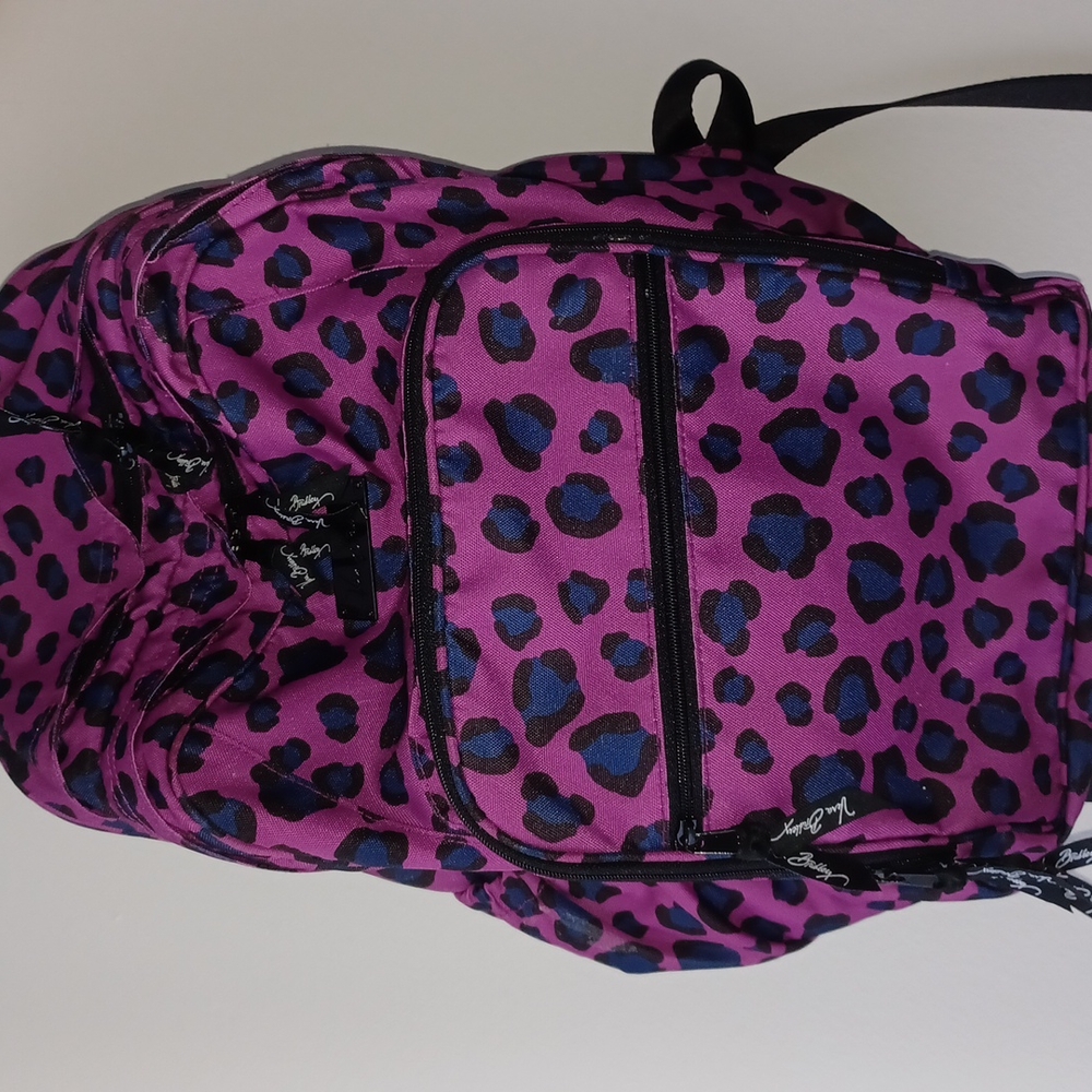 Vera Bradley Leopard Spots Print Backpack Purple, Navy Blue, and Black Backpack